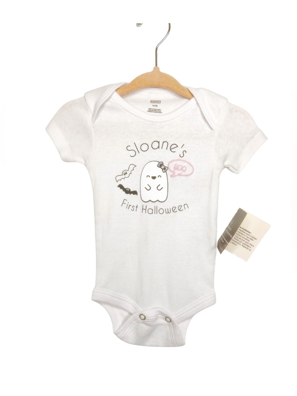 Baby’s First Halloween Personalized Ghost One Piece, Name: Sloane
